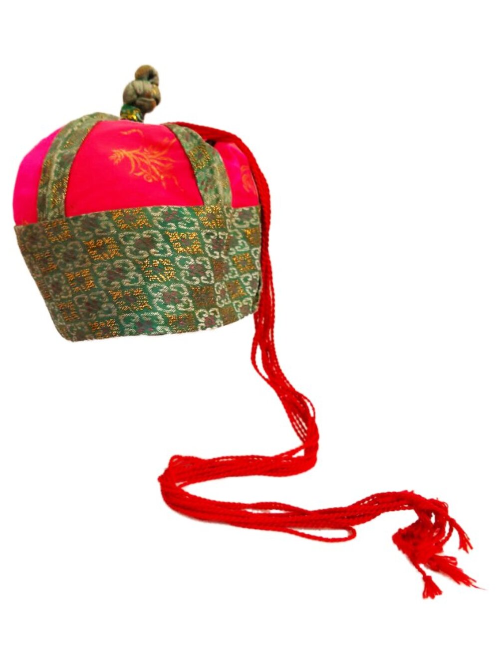 Vintage 20th Century Mongolian Toortsog Malgai Silk Brocade Hat